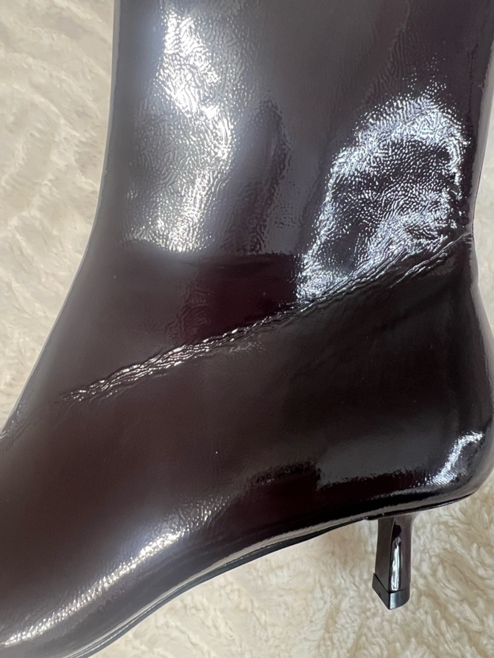 ZARA Burgundy Patent Kitten Heel Ankle Boots Pointed Toe EU 39 - Picture 10 of 14